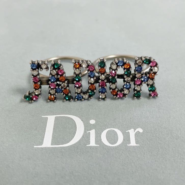  быстрое решение *Dior Dior J\'ADIOR кольцо Logo кольцо Multicolor Line Stone прекрасный товар M редкий редкость двойной кольцо античный обработка 