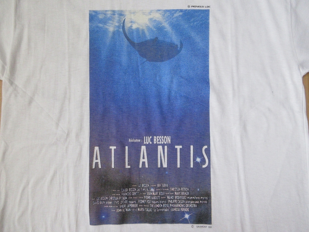 90's ATLANTIS プロモ Tシャツ L アトランティス Luc Besson Vintage Movie T Shirt リュック・ベッソン 海洋生物 映画 ムービー ART 芸術