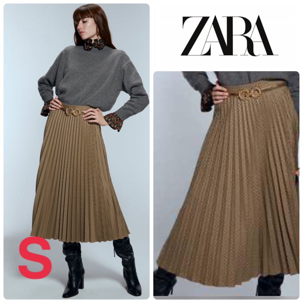 ZARA ザラ プリーツチェックスカート S ロングスカート マキシ ZARA ザラ プリーツチェックスカート S ロングスカート マキシ