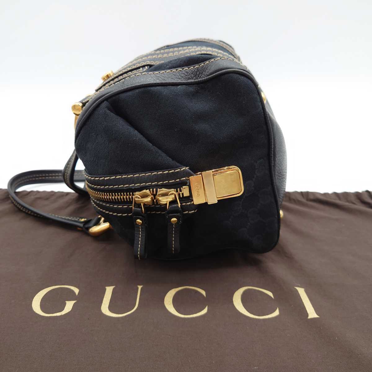 1円 美品 激レア希少 GUCCI グッチ ヒステリア ロゴ金具 シェリーライン GG柄 キャンバス レザー トートバッグ ハンドバッグ ミニボストン_画像5