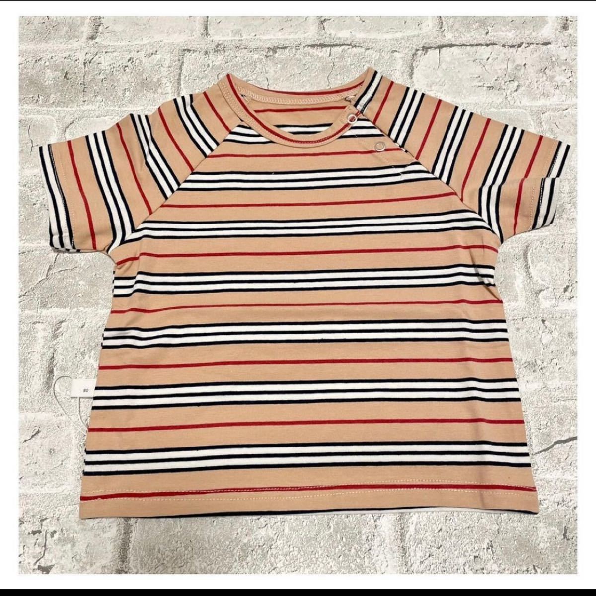 ベージュボーダーTシャツ　73