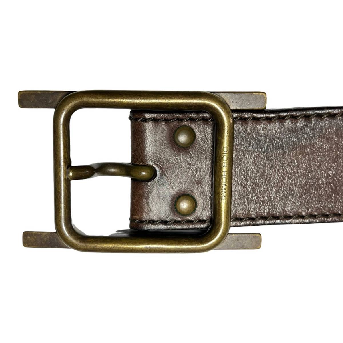 46/64)DIOR HOMME 05AW Hバックル レザー ベルト ブラウン size 80 ディオールオム /ジャケットブルゾンニットシャツスウェットデニム