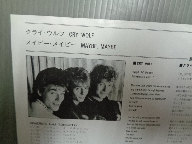 A-HA/クライ・ウルフCRY WOLF★シングル_画像3