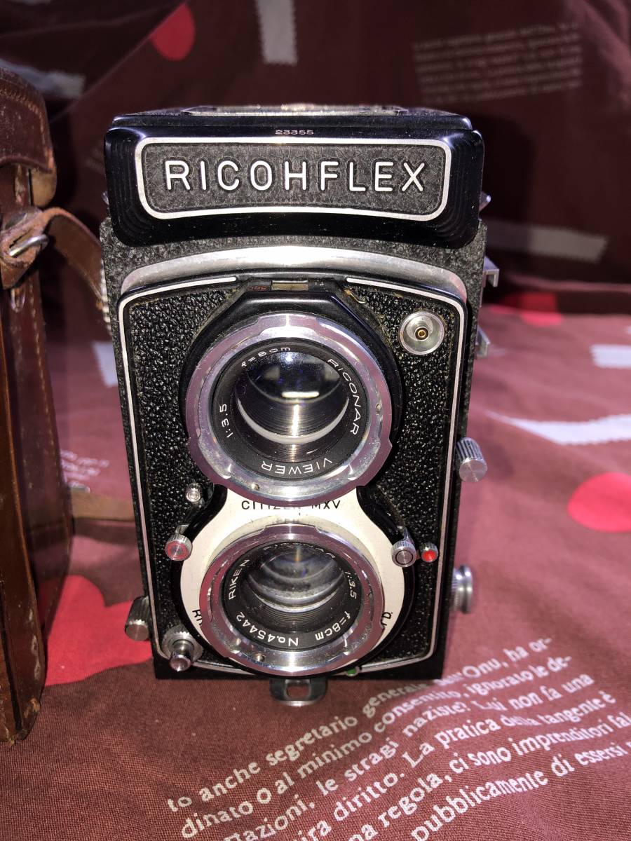 アンティークカメラ リコーフレックス 二眼レフ ソフトケース付 中古現状品