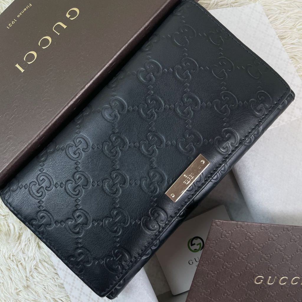 1円【新品同様・超稀少】GUCCI グッチ メンズ 二つ折り財布 長財布 GG