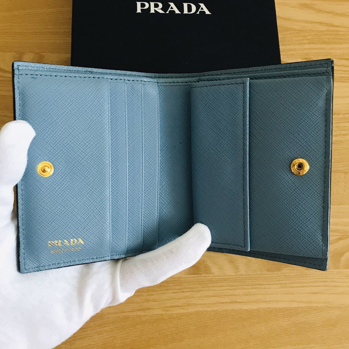 美品 PRADA プラダ ミニ財布 二つ折り財布 サフィアーノ | www