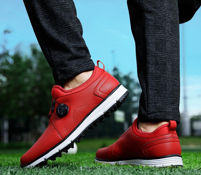  golf shoes men's sneakers strong grip spike shoes soft spike outdoor f shoes waterproof . slide enduring .25~27.5cm red 