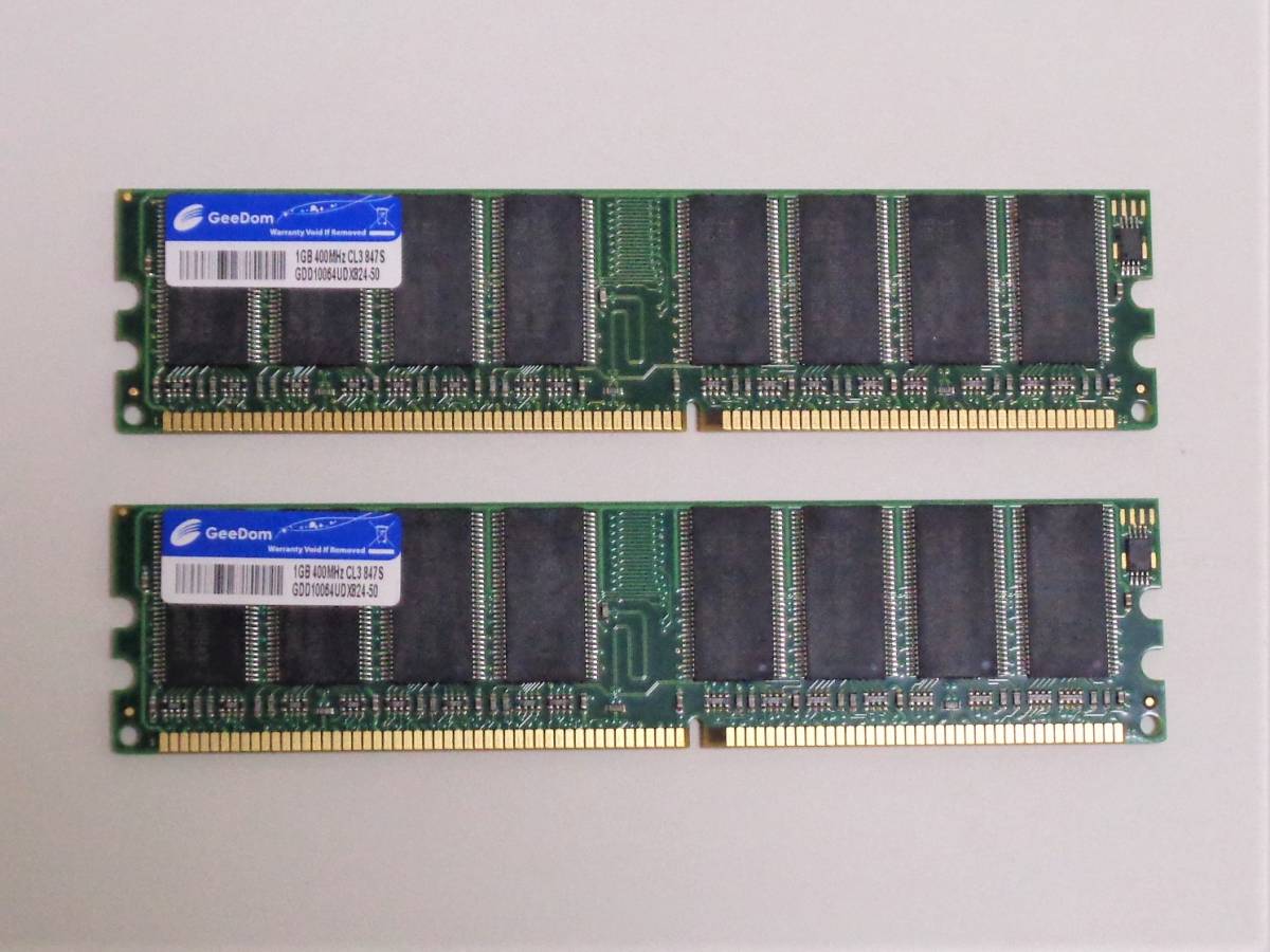 MAC GeeDom 製 1GB 400MHz CL3 847S GDD 10064UDX824-50 184Pin 2枚セット 中古 送料込み 匿名配送 即決価格の画像1