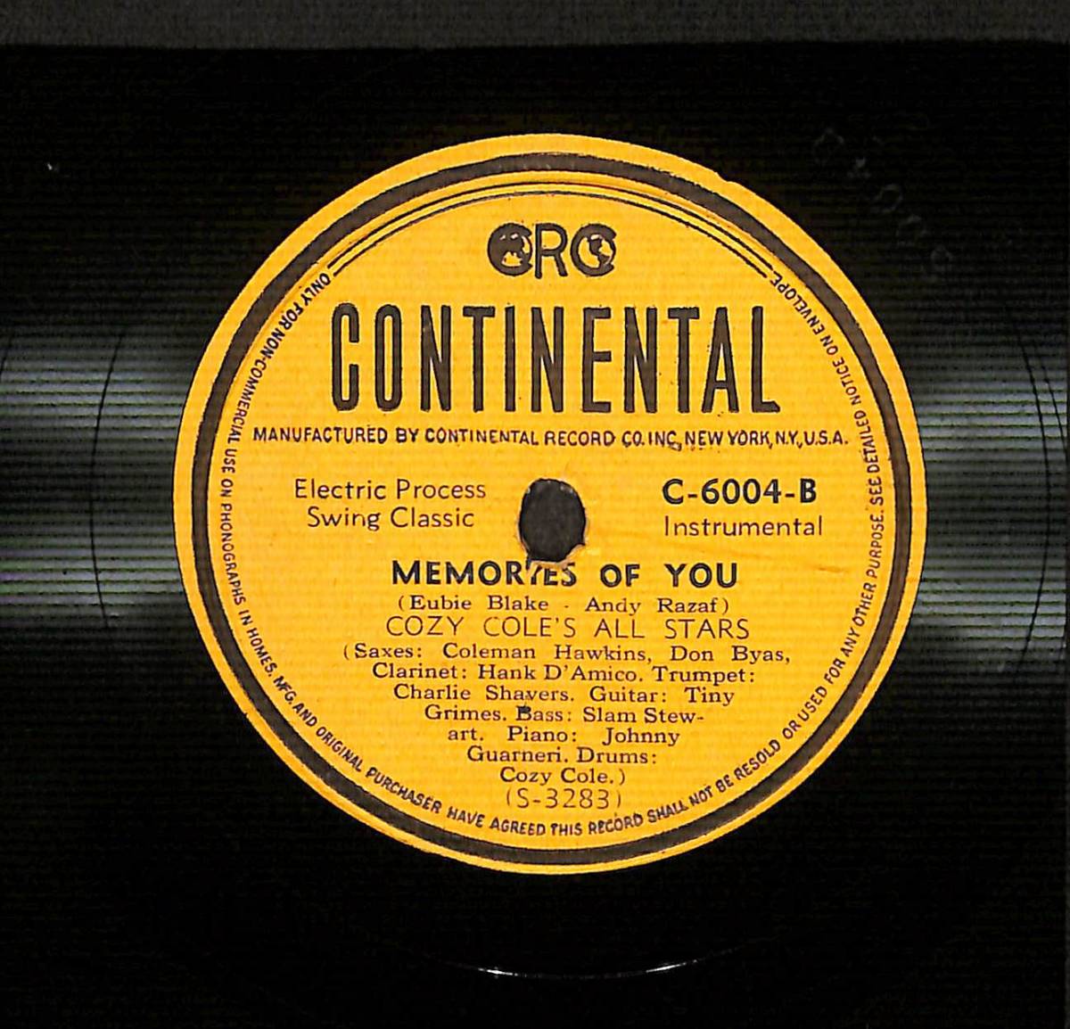 IM051/JAZZ SP/ rice /CONTINENTAL/Cozy Cole All Stars Coleman Hawkins/Comes The Don