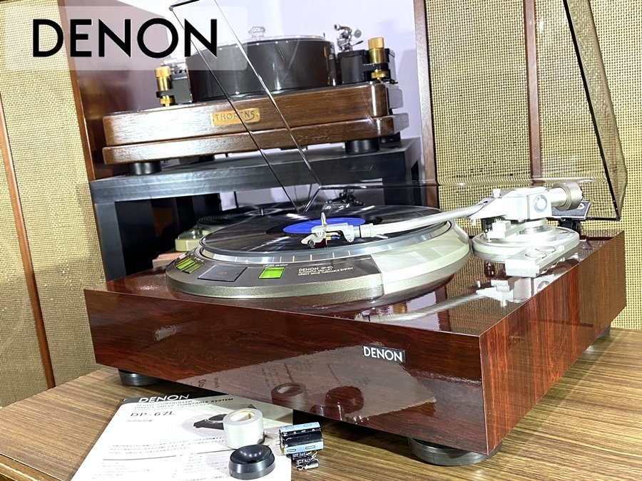 良品 DENON DP-67L S字アーム仕様 レコードプレーヤー ウエイト2種付属