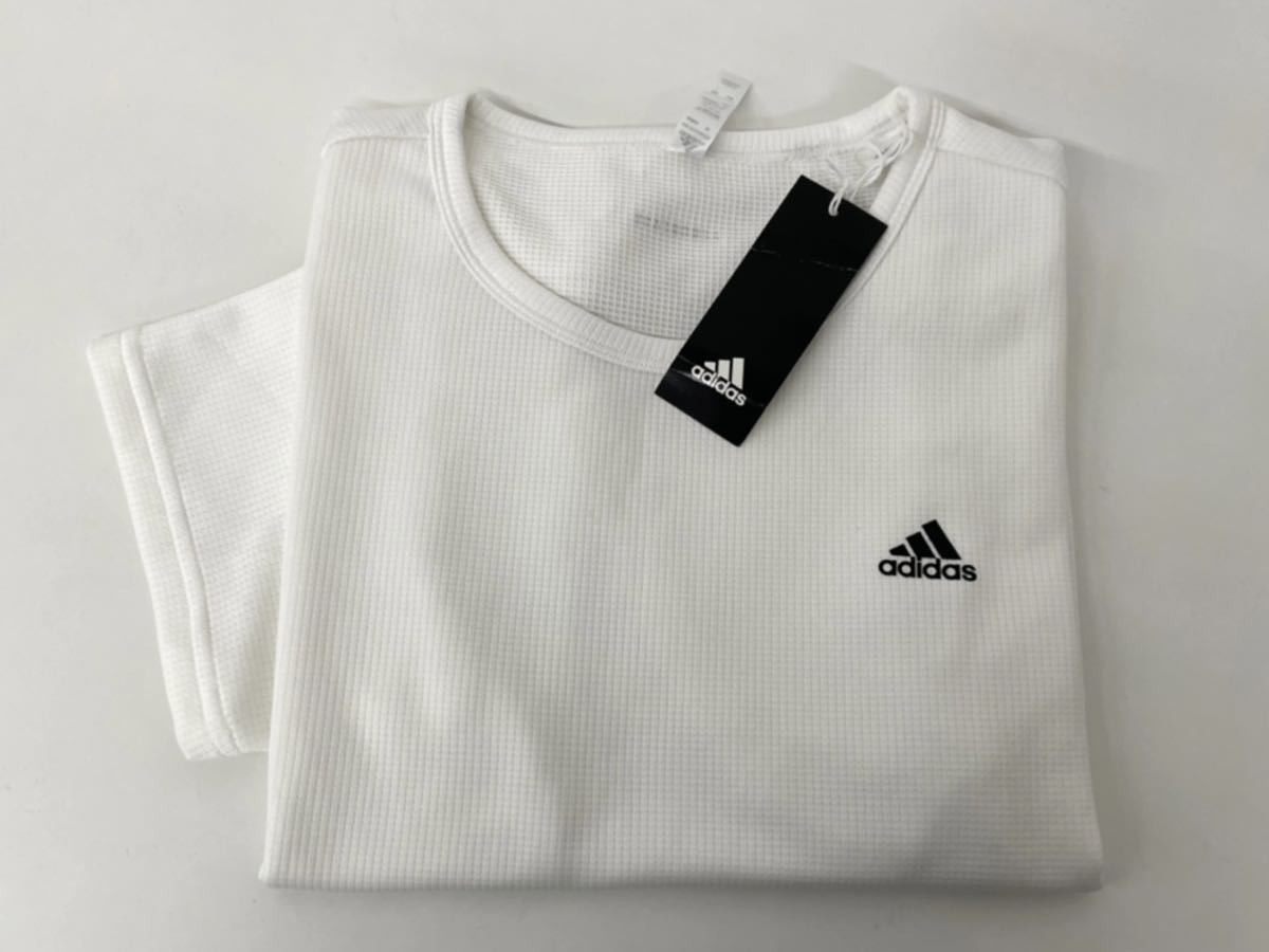  new goods #adidas Adidas lady's short sleeves shirt T-shirt OT waffle white GQ0612 167-173cm