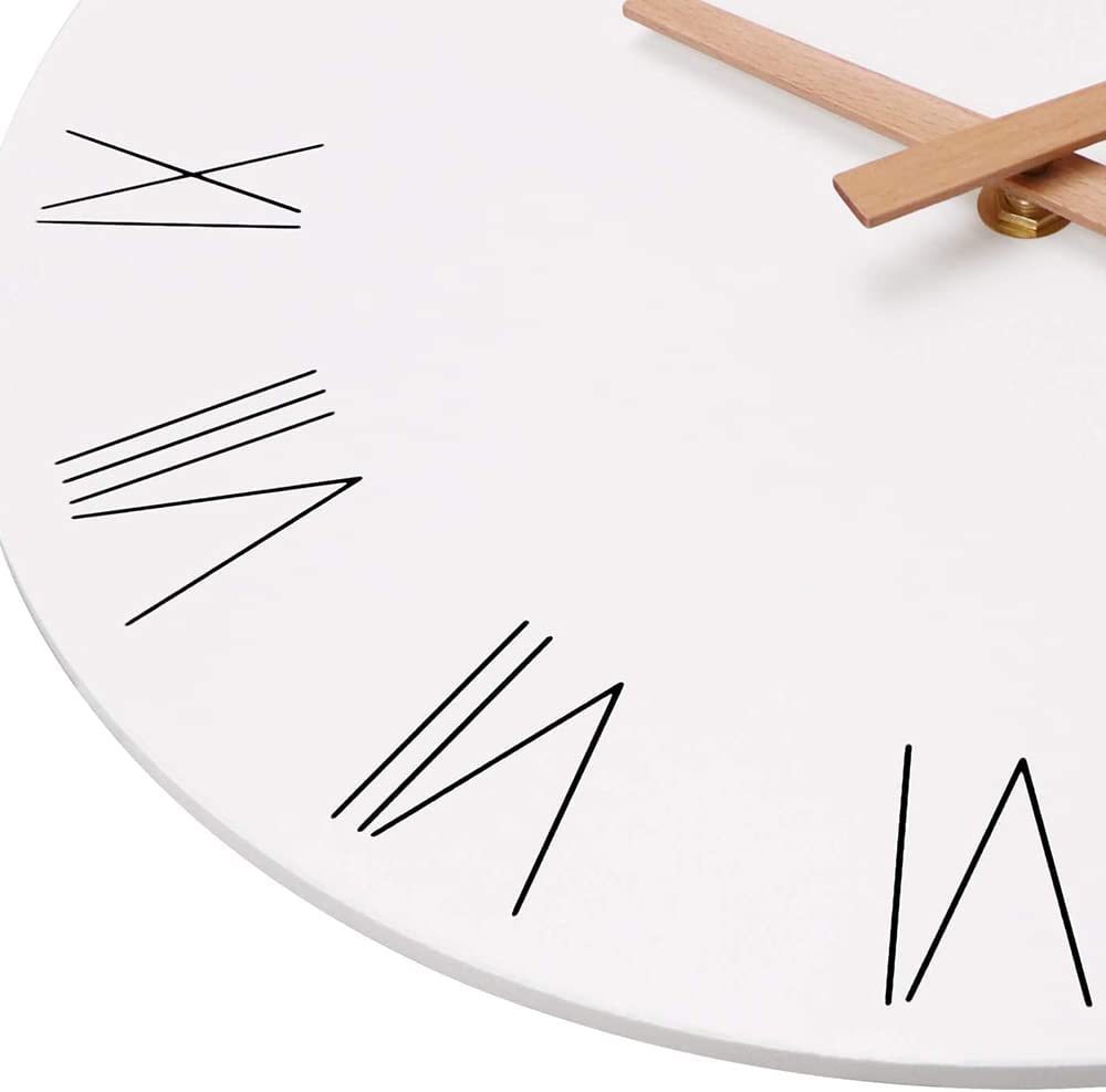 北欧風 掛け時計 ホワイト ローマ数字 木製指針 静音 おしゃれ インテリア アナログ 見やすい 雑貨 シンプル 時計 ウォール クロック_画像4