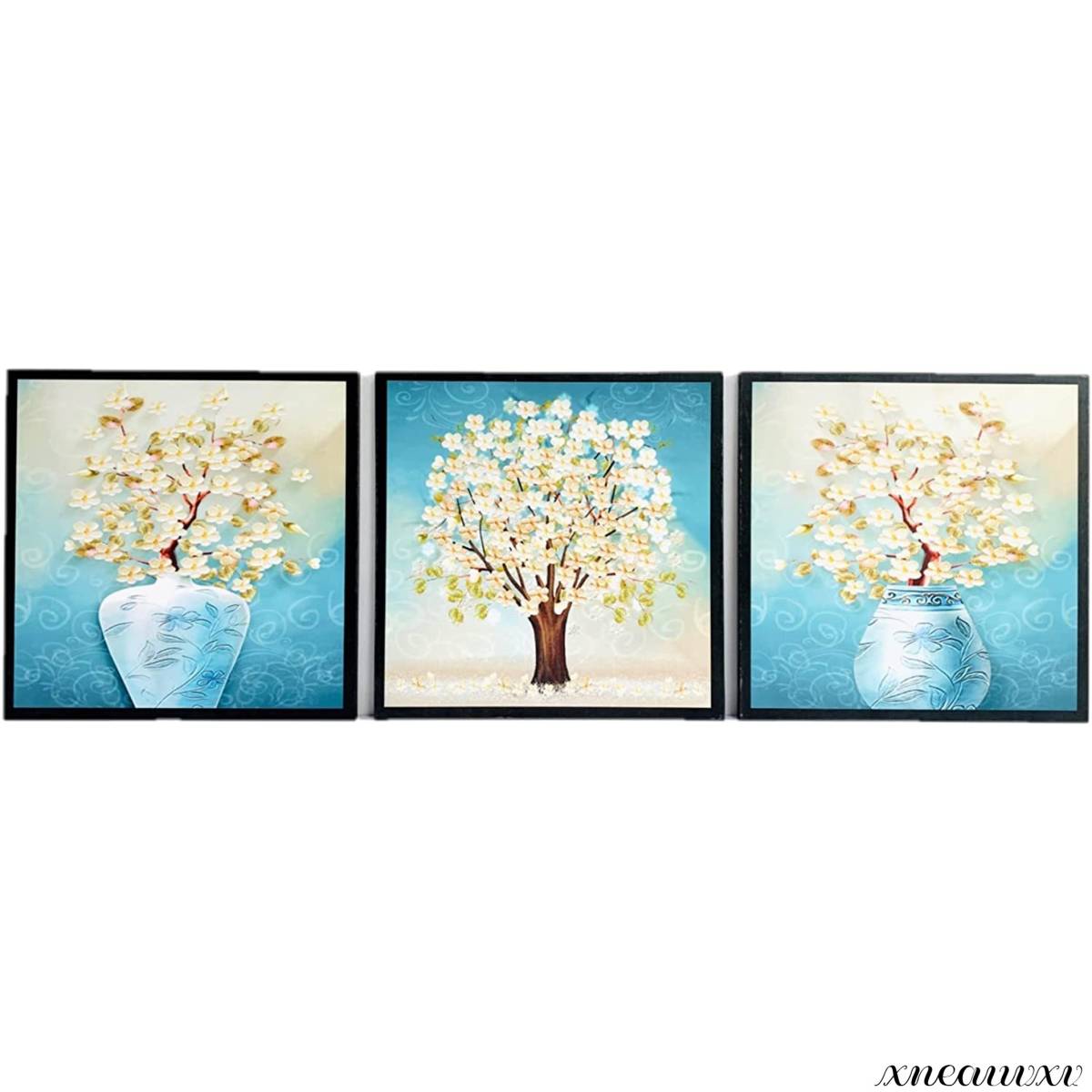 綺麗な 3枚アートパネル 白い花 インテリア 壁掛け 部屋飾り 自然 フラワー キャンバス 絵画 おしゃれ ウォール アート 芸術 模様替え