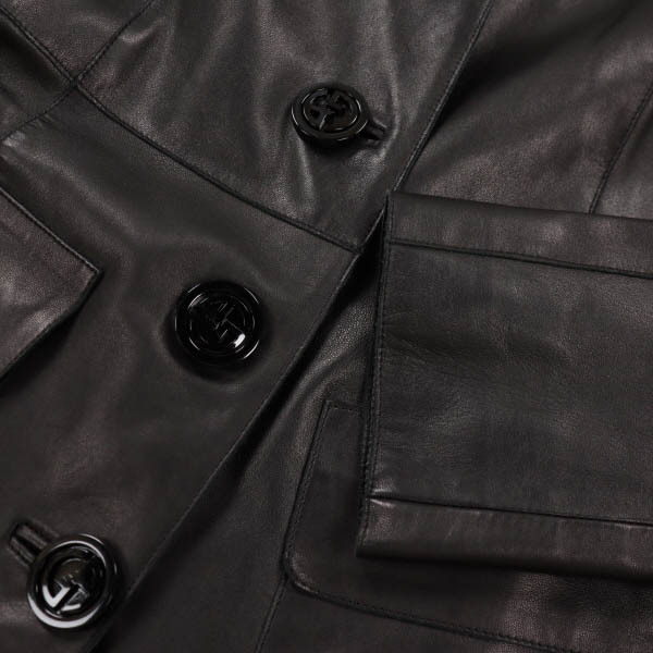 美品】GIORGIO ARMANI/ジョルジオアルマーニ ロングレザーコート 本革