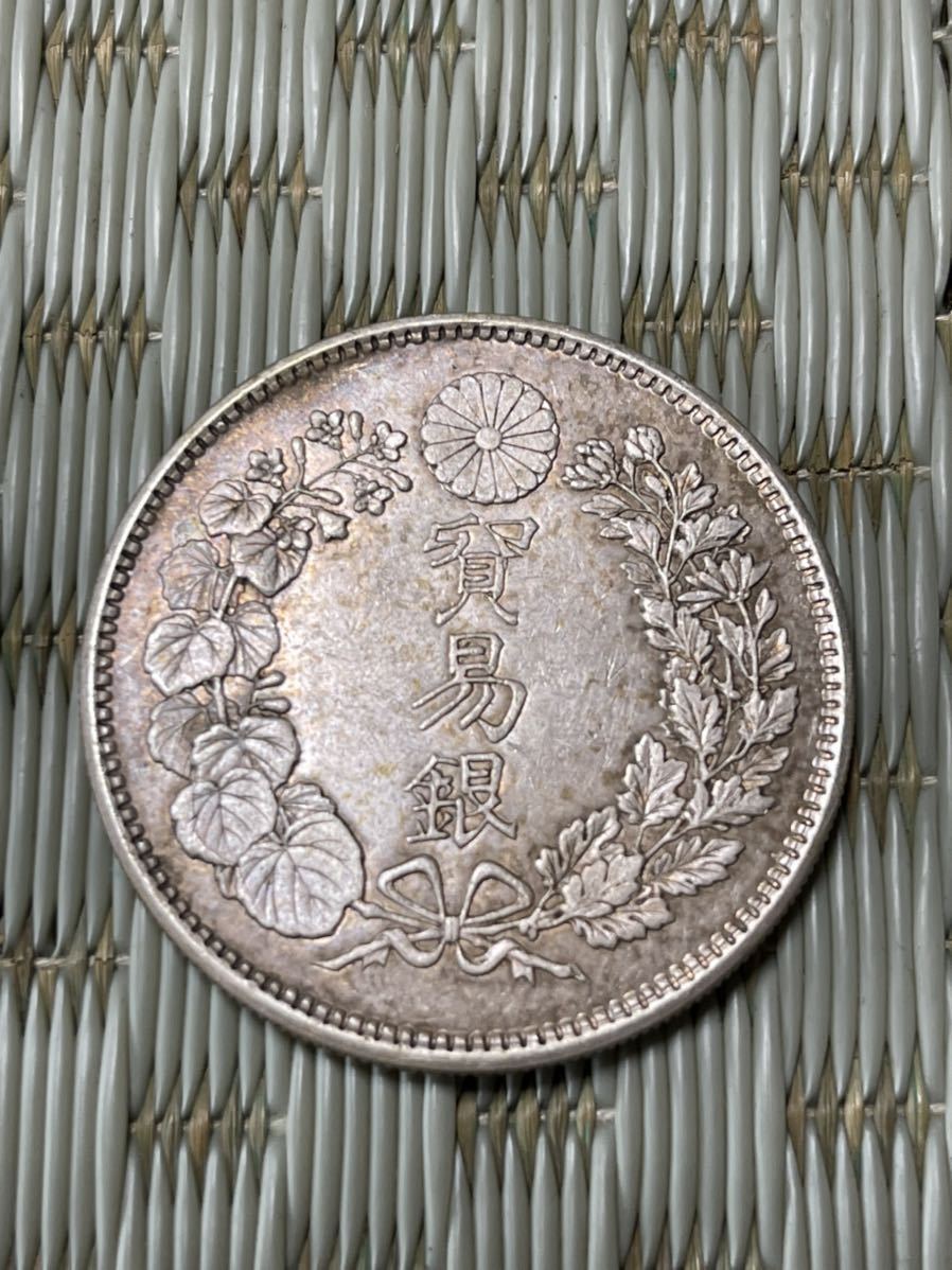 貿易銀 大日本 明治七年 27.3g径38.72銀成分量古銭 90％以上確認済 0