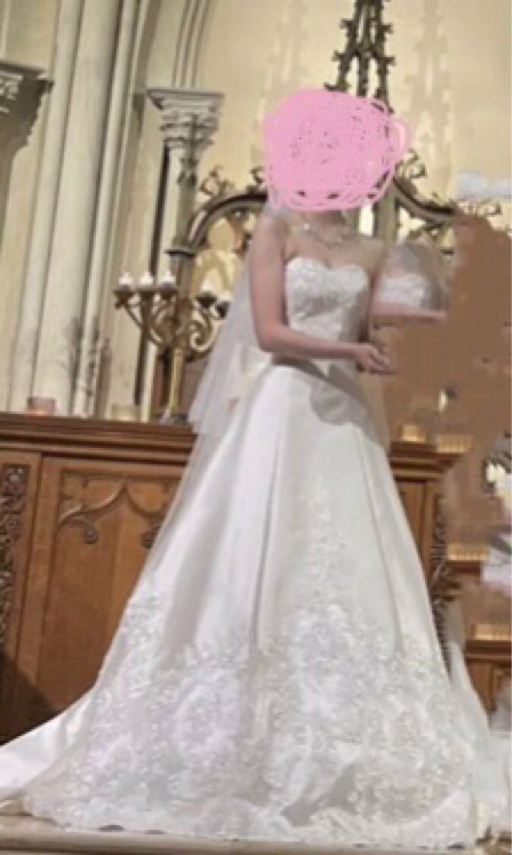 ウェディングドレス ドレセル Aライン 5号 結婚式 衣裳 サテン レース
