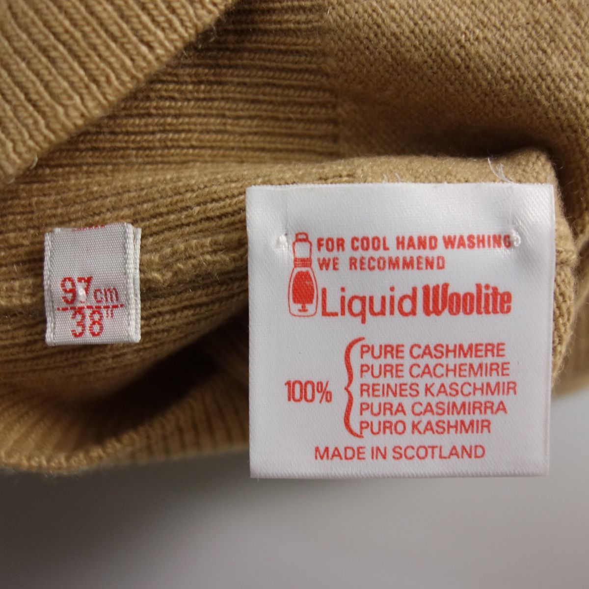 極美品 英国 スコットランド製 プリングル Pringle カシミヤ100％ ニット セーター ベージュ レディース 38_画像6