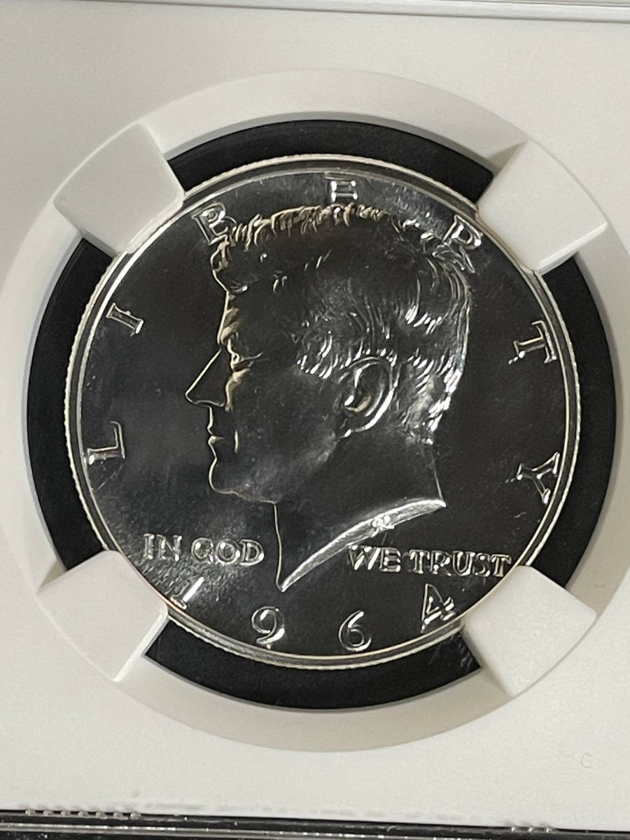 準最高鑑定】1964年 アメリカ ケネディ大統領 50セント銀貨 初年度発行