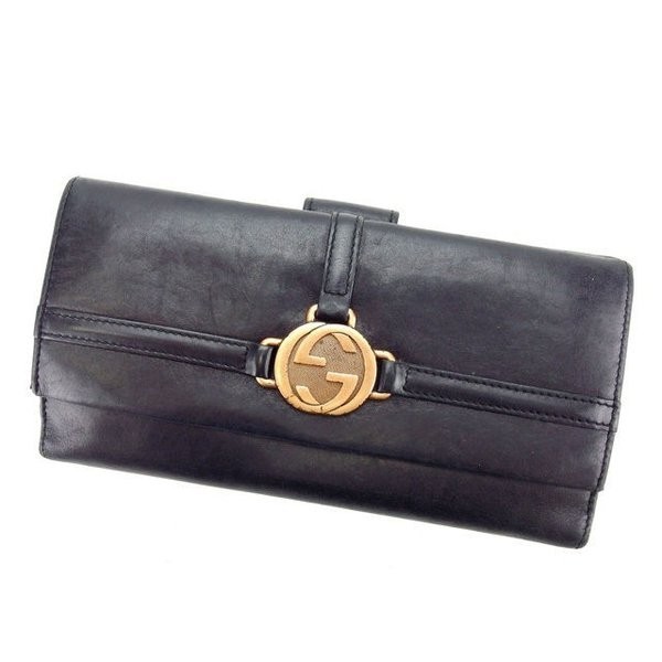 長財布Wホック財布 グッチ 長財布 ブラック ゴールド ダブルG ccorca.org