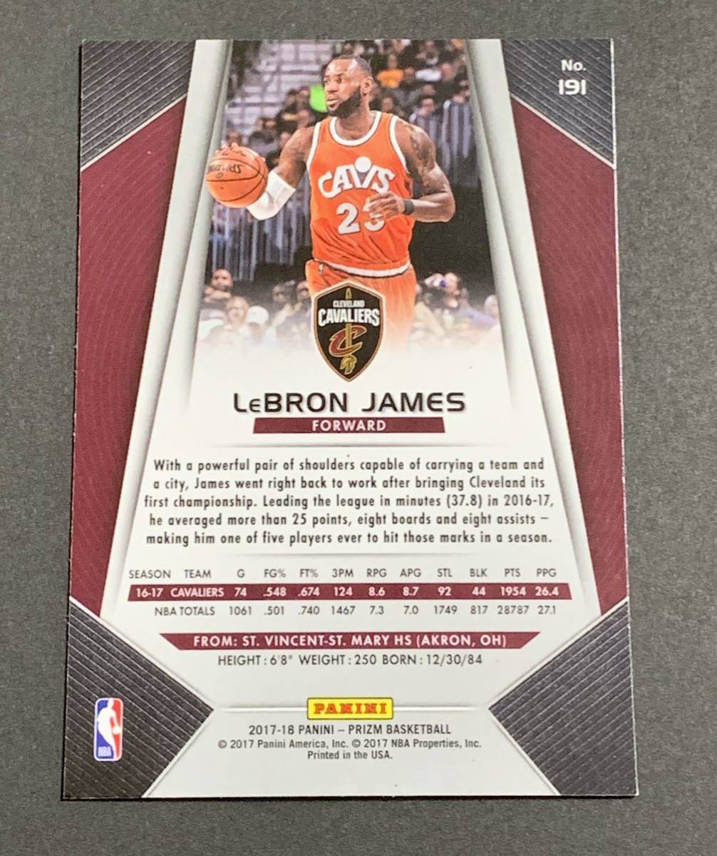 2017-18 Panini Prizm LeBron James No.191 Cavaliers NBA レブロンジェームズ　キャバリアーズ_画像2