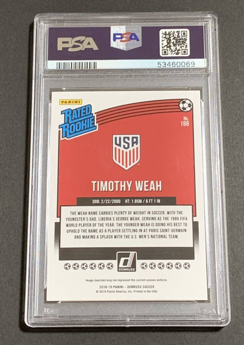2018-19 Panini Donruss Rated Rookie Timothy Weah No.198 RC United States PSA 9 ティモシーウェア　ルーキー　アメリカ_画像2
