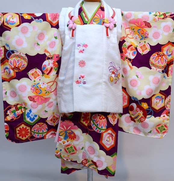 七五三 三歳 女児 被布着物フルセット 日本製 式部浪漫 ポリエステル 3才 3歳 三才 女の子 祝着 新品（株）安田屋 NO29920