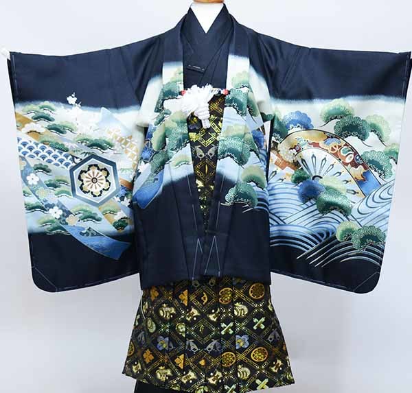  "Семь, пять, три" . лет мужчина . перо тканый hakama полный комплект кимоно чёрный земля ястреб hakama модификация возможность праздничная одежда новый товар ( АО ) дешево рисовое поле магазин NO37855