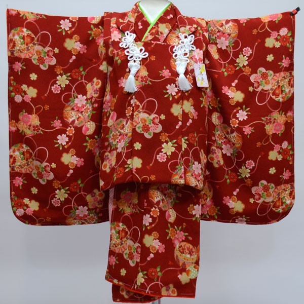 七五三 三歳 女児 被布着物フルセット 日本製 しぼの大きいちりめん地 縮緬地 新品（株）安田屋 NO23972