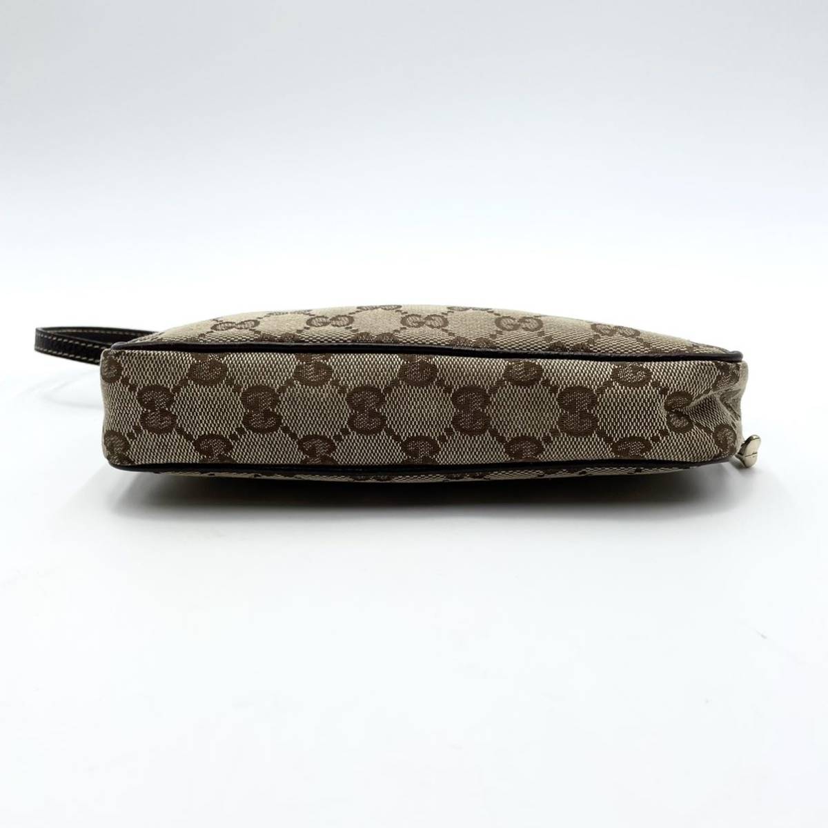 ほぼ GUCCI グッチ GGキャンバス レザー ブラウン アクセサリーポーチ ...