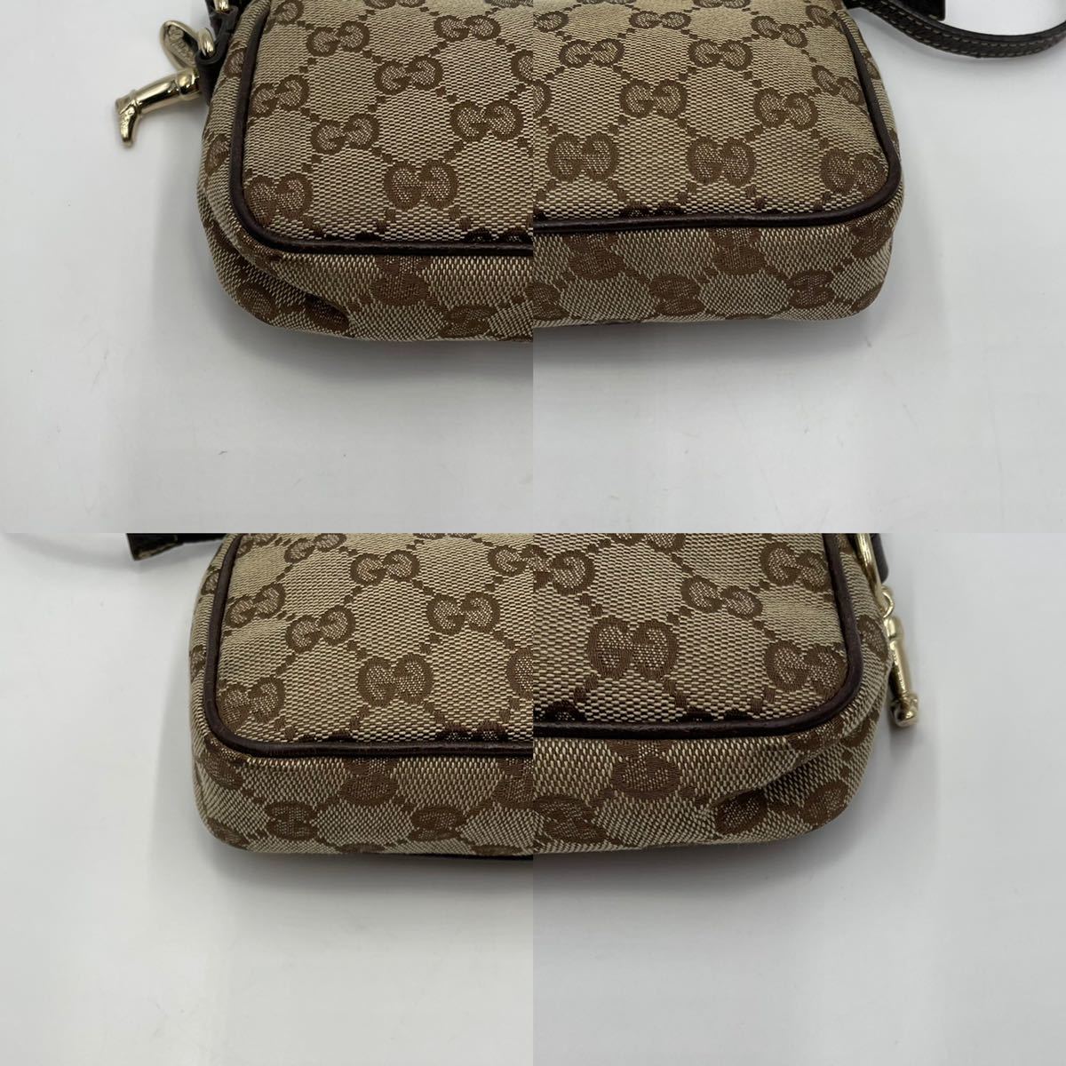 ほぼ GUCCI グッチ GGキャンバス レザー ブラウン アクセサリーポーチ ...