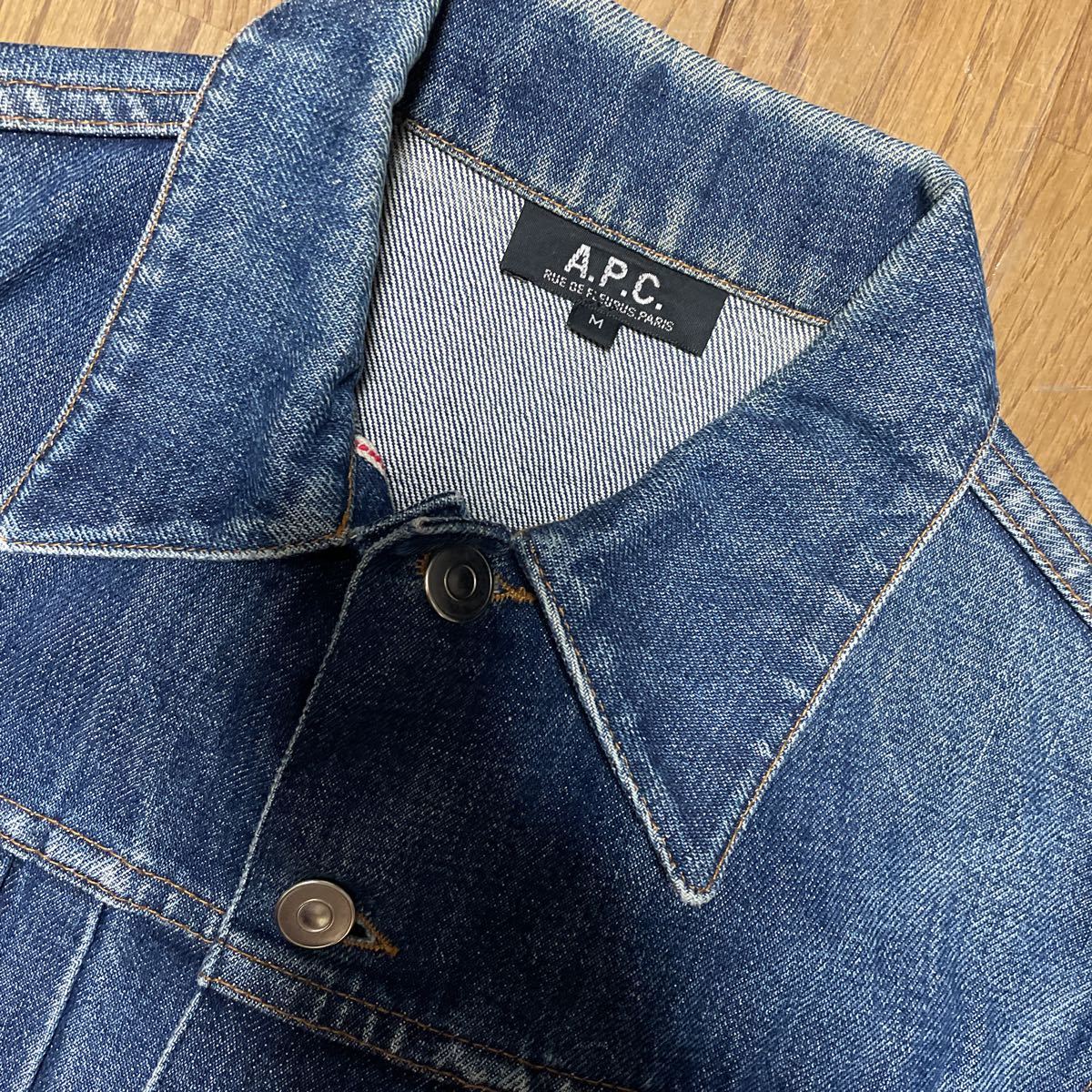 アーペーセー Gジャン デニムジャケット 古着 apc 濃紺 色落ち アーペーセー Gジャン デニムジャケット 古着 apc 濃紺 色落ち