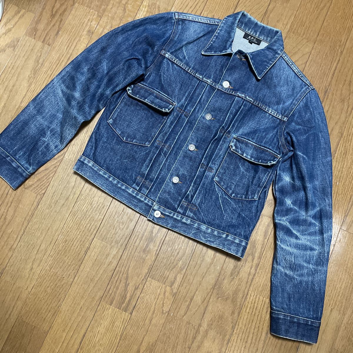 アーペーセー Gジャン デニムジャケット 古着 apc 濃紺 色落ち アーペーセー Gジャン デニムジャケット 古着 apc 濃紺 色落ち