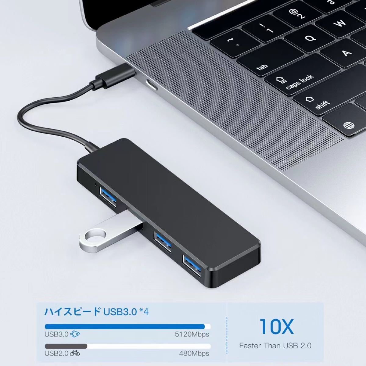 USB ハブ　TypeC ハブ USB3.0 4ポート 増設高速データ転送