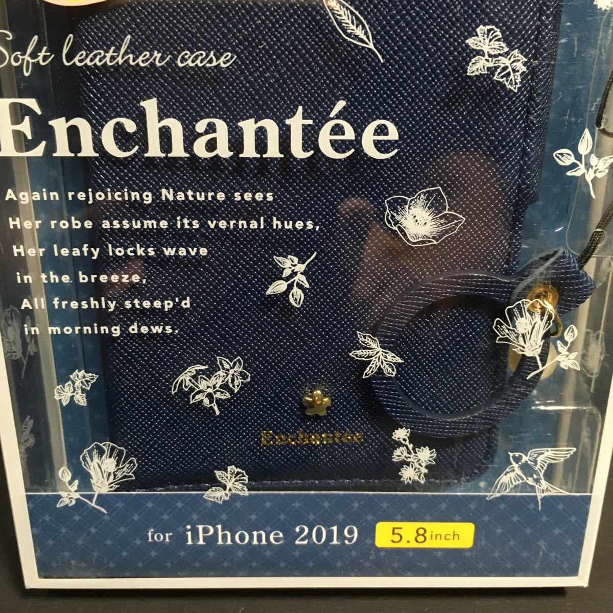 新品・送込　エレコム　iPhone 11 Pro用　5.8インチ　手帳型ケース　Enchant'ee　PM-A19BPLFJM2NV　ネイビー　定価=2940円　A2215に！_画像4