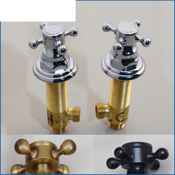 5種類の中から選べる アンティーク真鍮 2個セット 蛇口 水栓 ミキサー ハンドル 耐久性 ユニーク キッチン 浴室 ホット&コールド：gb61_画像1