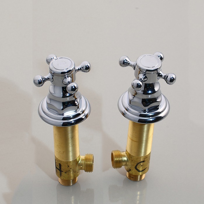 5種類の中から選べる アンティーク真鍮 2個セット 蛇口 水栓 ミキサー ハンドル 耐久性 ユニーク キッチン 浴室 ホット&コールド：gb61_B