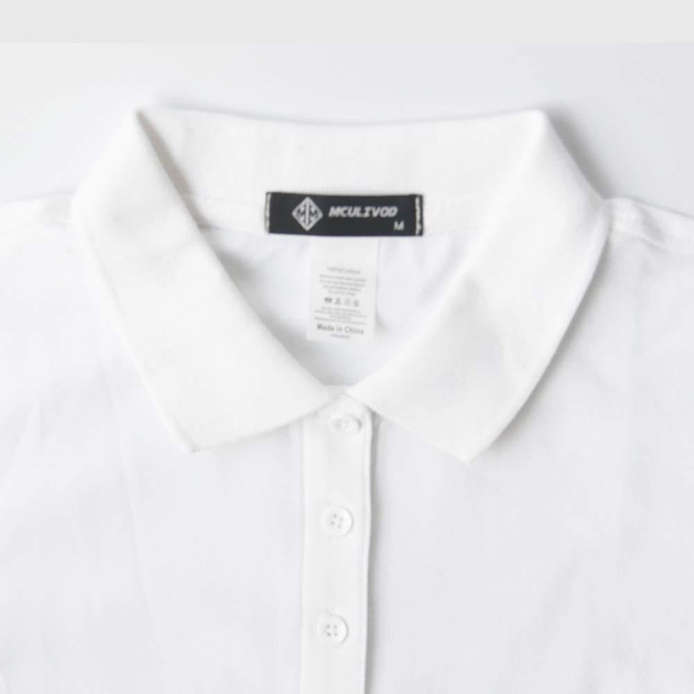 新品未使用 MCULIVOD ポロシャツ 半袖 レディース スリム スポーツウェア ゴルフウェア 鹿の子 ボタンダウン (色：ホワイト、サイズ：M)_画像3