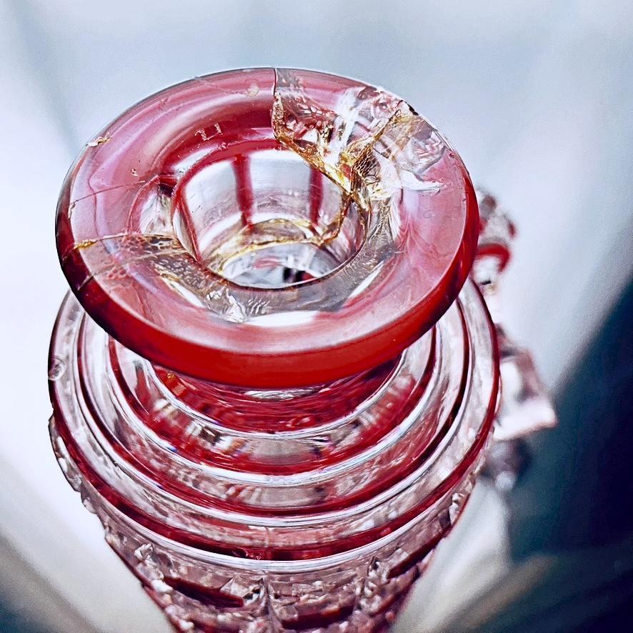 セレクトショップ購入 煌めくオールドバカラ☆ディアマンピエーリーのオイルランプ 被せ赤 19世紀 その他