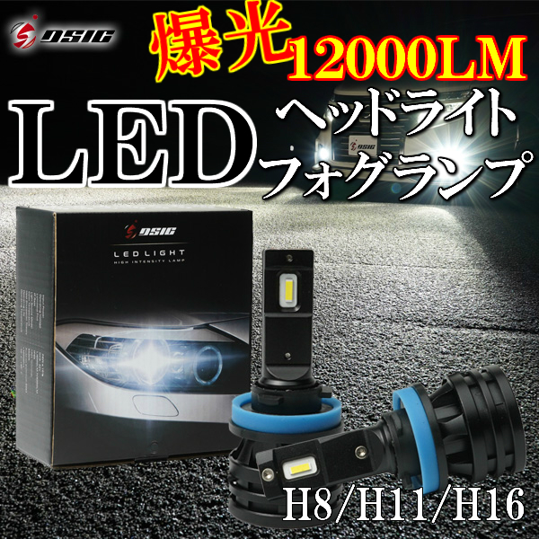 ☆1年保証☆GUN125 ハイラックス/215系 サーフ 後期 LED ヘッドライト フォグランプ H8/H11/H16 車検対応 12000LM ホワイト_画像1