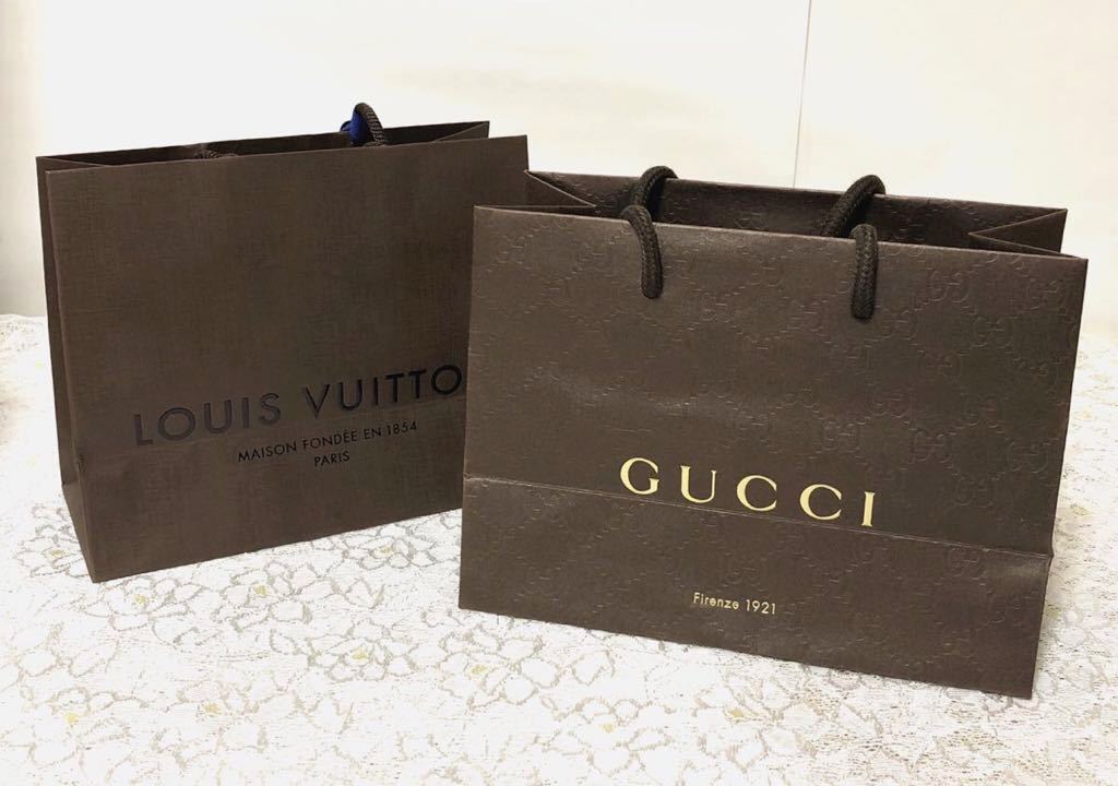 グッチ ルイヴィトン ショッパー 紙袋 2枚組(810)ショップ袋 グッチ ルイヴィトン ショッパー 紙袋 2枚組(810)ショップ袋