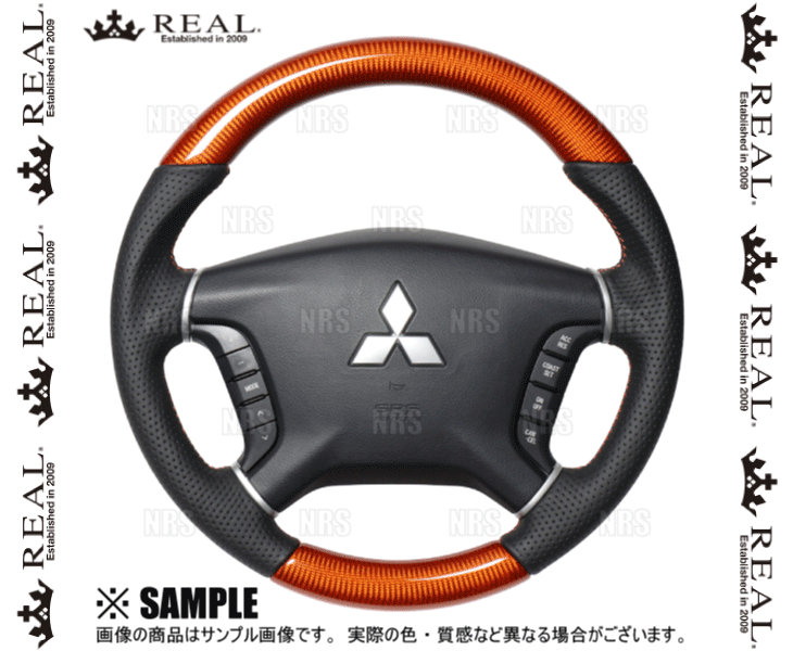 REAL レアル オリジナル (オレンジカーボン/オレンジ×ブラックユーロステッチ) パジェロ V83W/V87W/V88W/V93W/V97W/V98W (D5-ORC-OR