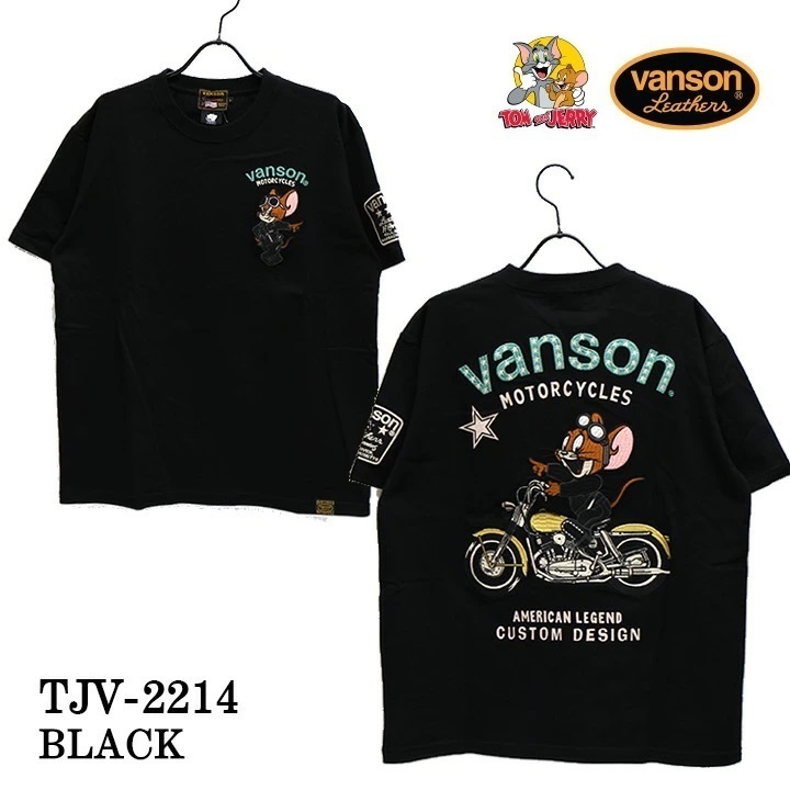 【保証書付】 【Lサイズ】VANSON×TOM JERRY　半袖Tシャツ　TJV-2214－ブラック and トップス