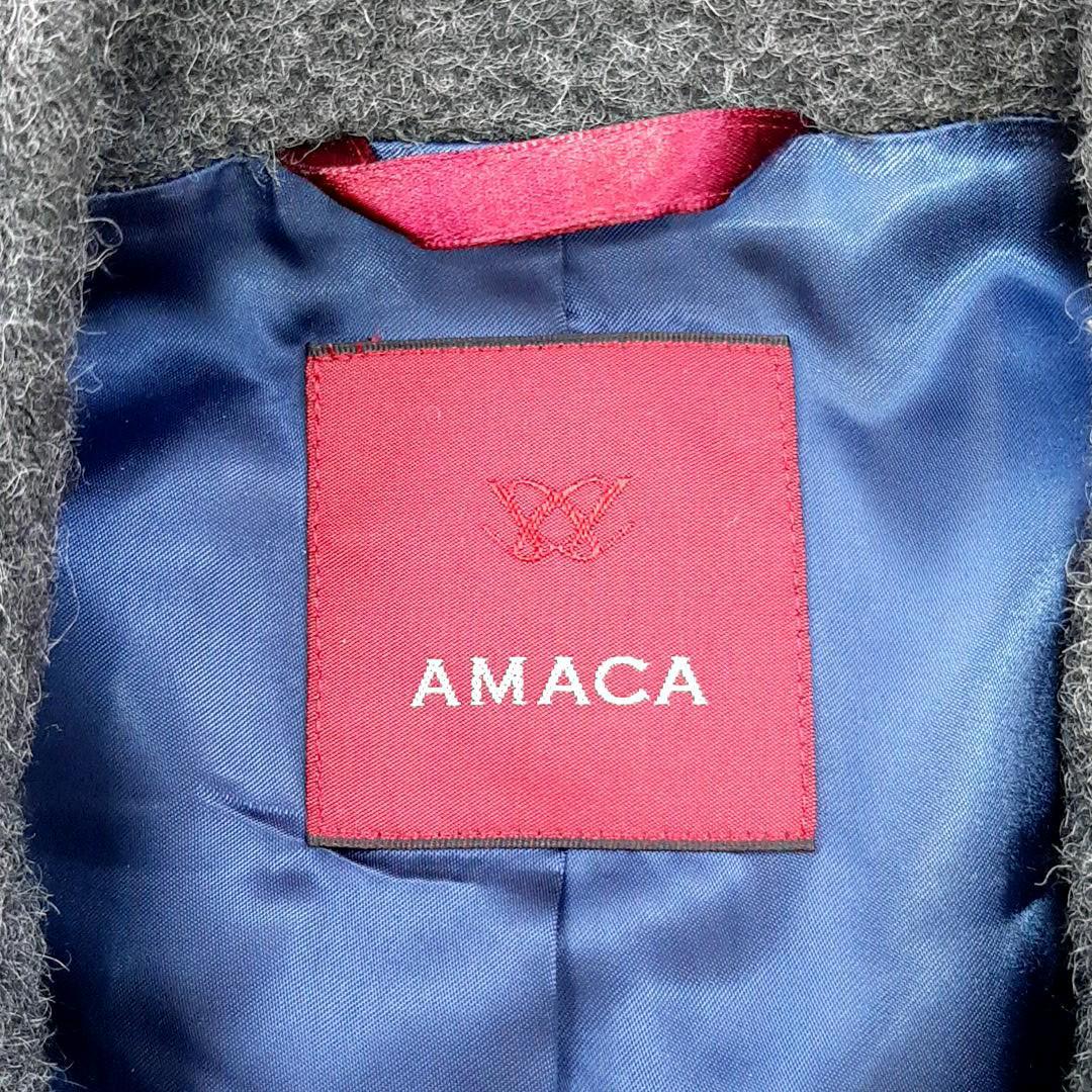 EJ73 高級 AMACA アマカ アウター コート ジャケット アルパカ混 日本製 レディース 軽量 暖かい 上品 古着 サイズ38 Mサイズ相当_画像9