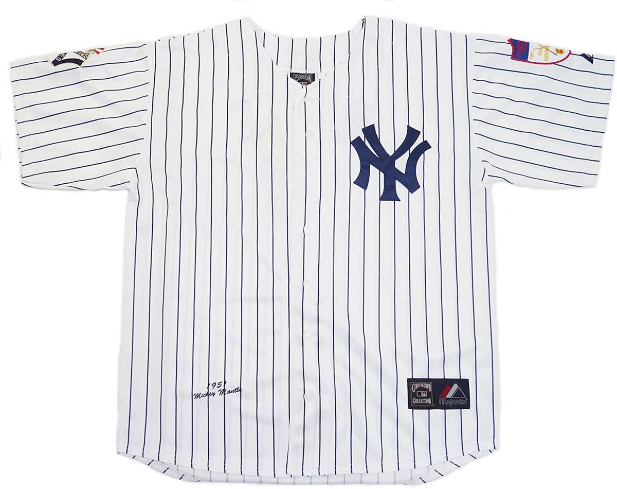 Majestic マジェスティック クーパースタウン ニューヨーク ヤンキース ミッキー マントル ベースボールシャツ (XL) 【並行輸入品】