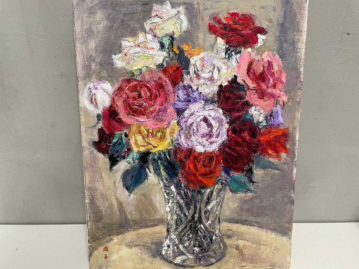 ○⭐︎友薔薇 油彩&アクリル原画 Yahoo!オークション - 絵画 真作保証 油彩 安原綾子 薔薇 バラ