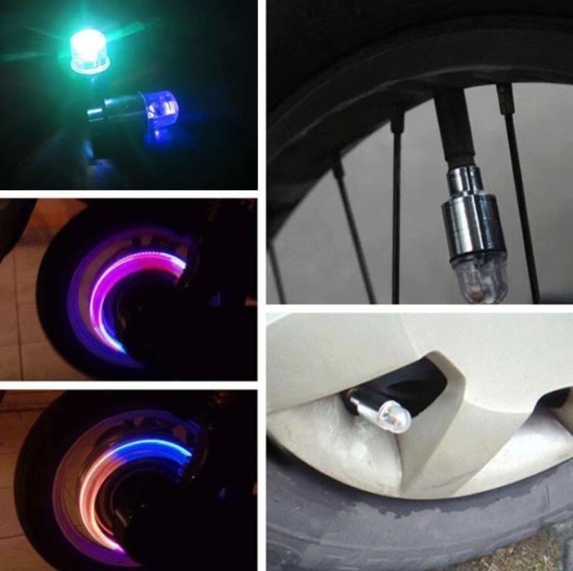LEDタイヤライト　ブルー　4個　LEDバルブライト　防水設計　自転車・自動車
