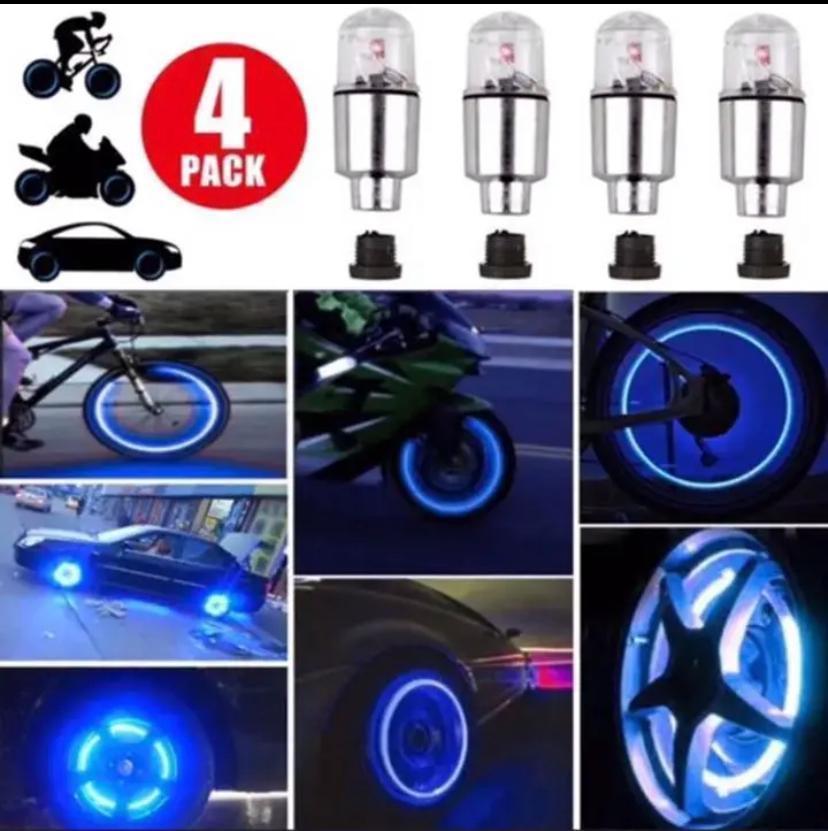 LEDタイヤライト　ブルー　4個　LEDバルブライト　防水設計　自転車・自動車