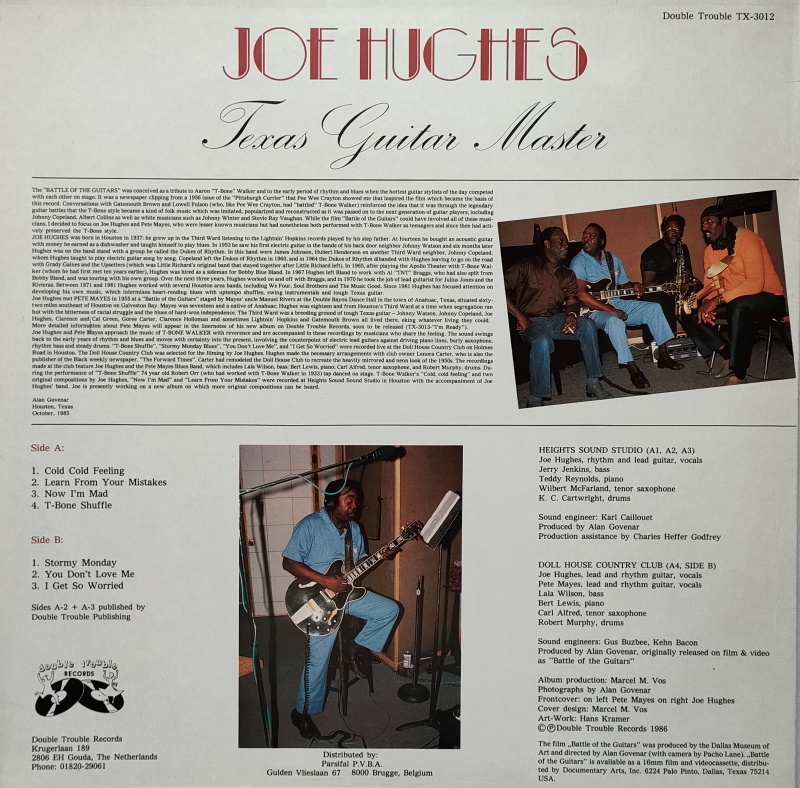 Joe Hughes 美品！【オランダ盤 Blues LP】 Texas Guitar Master Featuring Pete Mays (Double Trouble TX-3012) 1986年_画像2