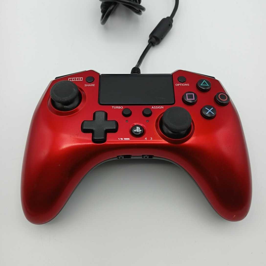 S0416　★HORI ホリ PS4 コントローラー HORIPAD FPS PLUS レッド 動作確認済み 連射 USB プレイステーション4 プレステ4_画像2