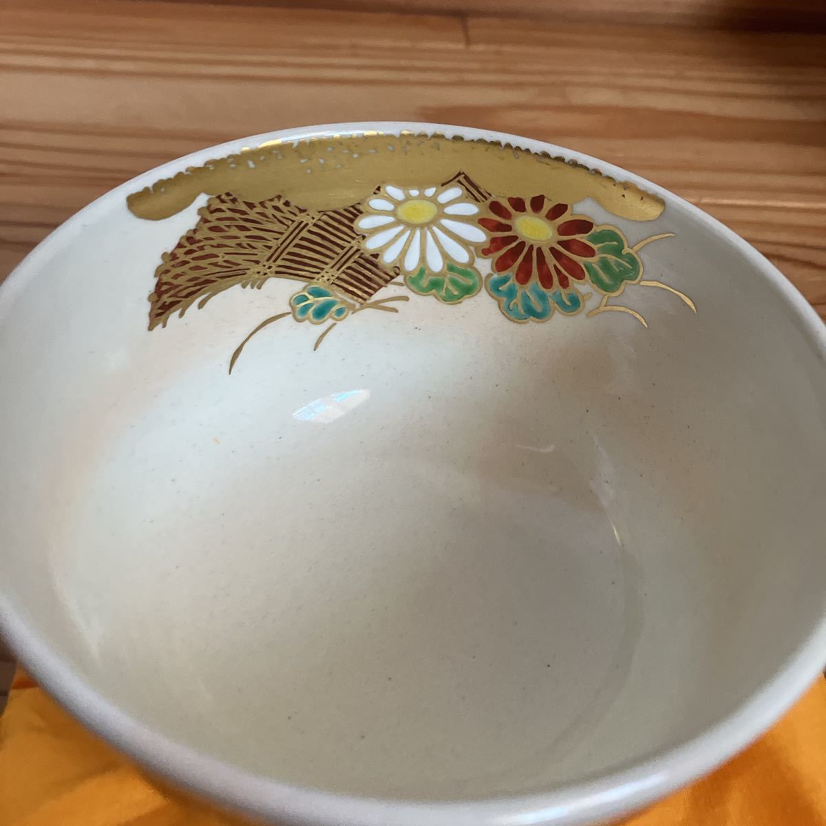 未使用 膳所焼 岩崎新定 陽炎園 茶碗 色絵籬ニ菊 茶道具 | litgearshop.com